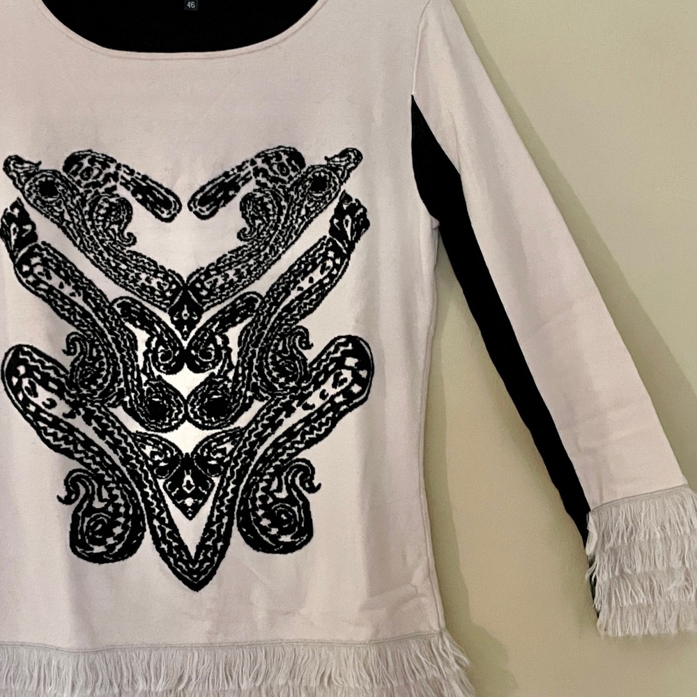Etro | Intarsia Paisley Motif Top with Mohair Fringe, Sz 6* ♥ EUC - Picture 2 of 9